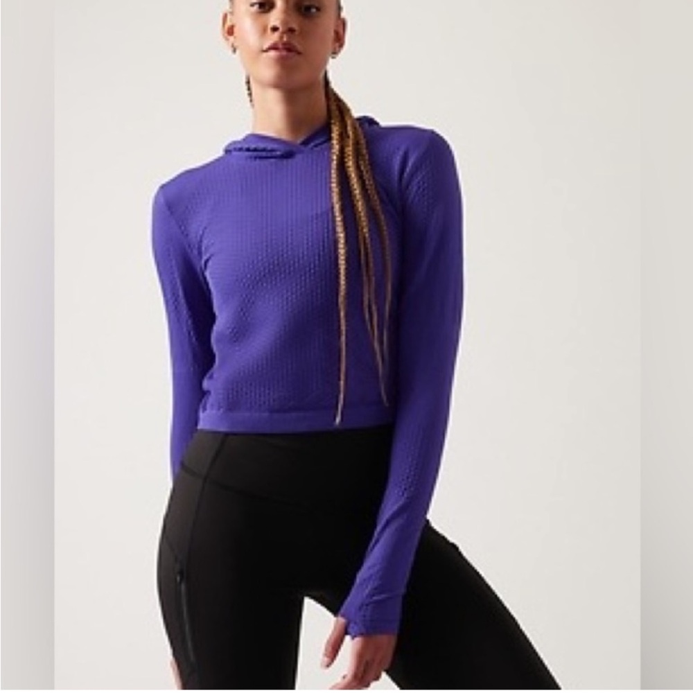 Athleta Flurry Seamless Hoodie Noble Blue size Medium